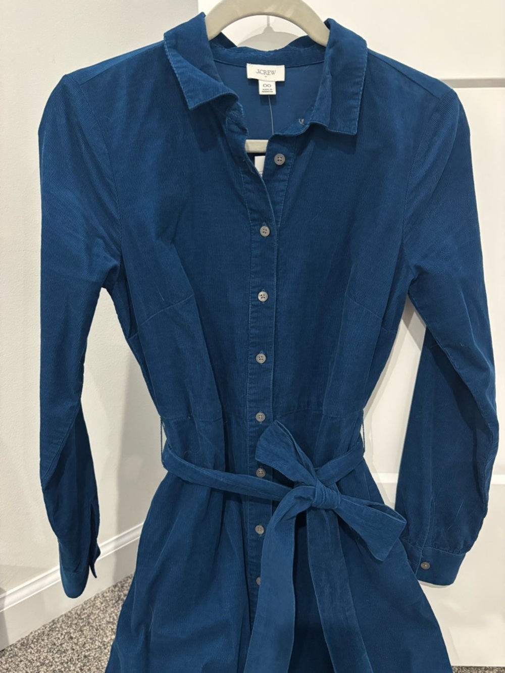J. Crew Teal Blue Corduroy Button-Up Dress